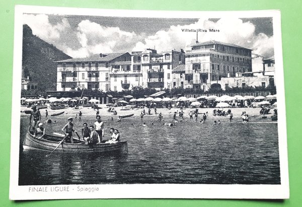 Cartolina - Finale Ligure - Spiaggia - 1930 ca.