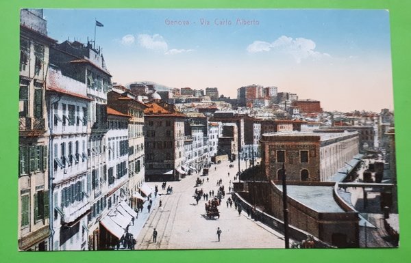 Cartolina - Genova - Via Carlo Alberto - 1920 ca.