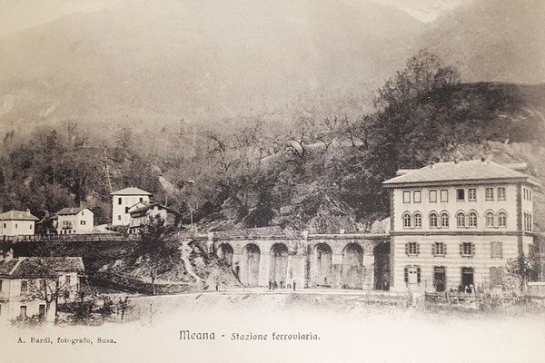 Cartolina - Meana - Stazione ferroviaria - 1900 ca.