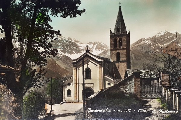 Cartolina - Bardonecchia - Chiesa di Milleaures - 1955