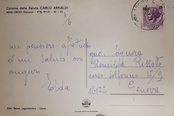 Cartolina - Colonia della Salute Carlo Arnaldi - Uscio - …