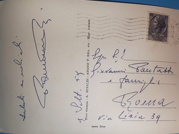 Cartolina - Abano Terme - Hotel Reale Orologio - 1959