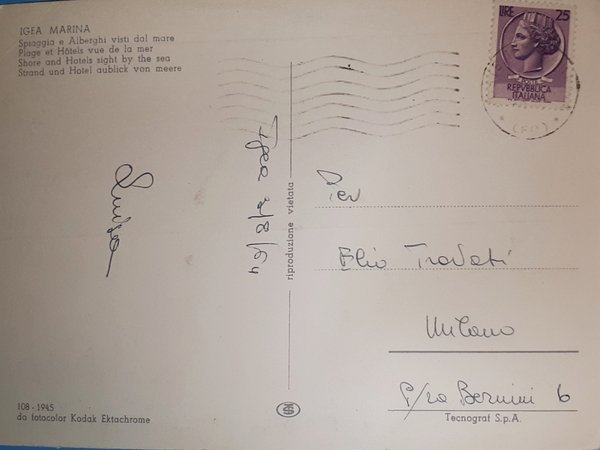 Cartolina - Igea Marina - Spiaggia e Alberghi visti dal …