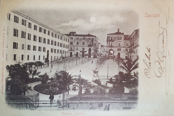 Cartolina - Sassari - Piazza Castello - 1900