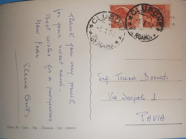 Cartolina - Clusone - Panorama, Stazione Climatica - 1956