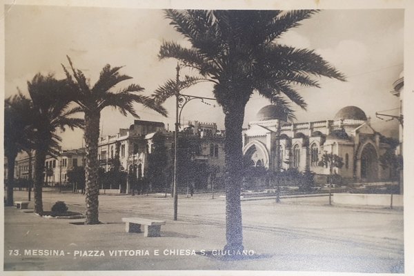 Cartolina - Messina - Piazza Vittoria e Chiesa S. Giuliano …