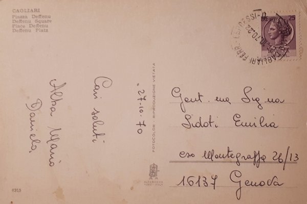 Cartolina - Cagliari - Piazza Deffenu - 1970
