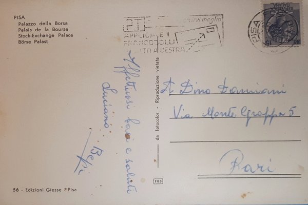 Cartolina - Pisa - Palazzo della Borsa - 1969