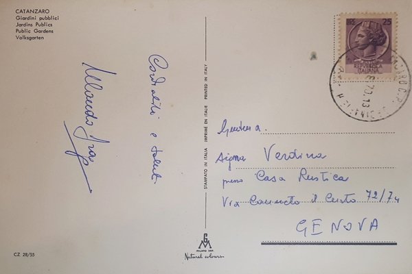 Cartolina - Catanzaro - Giardini Pubblici - 1970