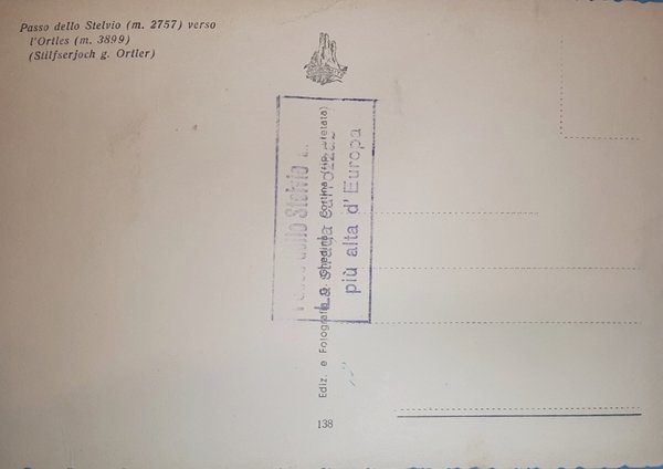 Cartolina - Passo dello Stelvio verso l'Ortles - 1970 ca.