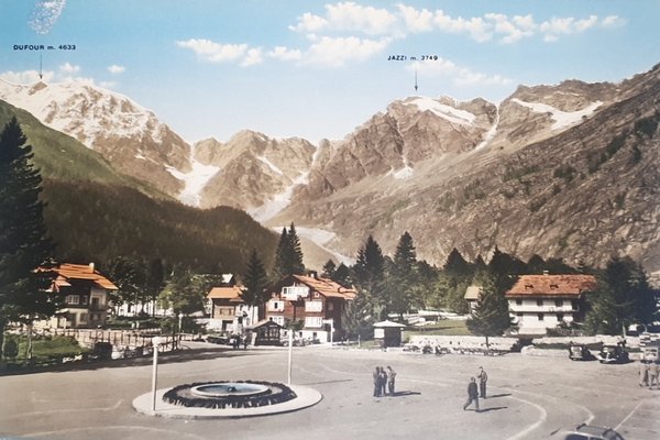 Cartolina - Macugnaga - Piazza Municipio - Sfondo M. Rosa …