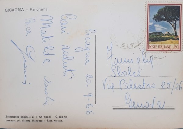 Cartolina - Saluti da Cicagna - Panorama - 1966