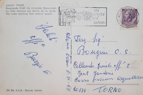 Cartolina - Abano Terme - la Città fumante che dona …