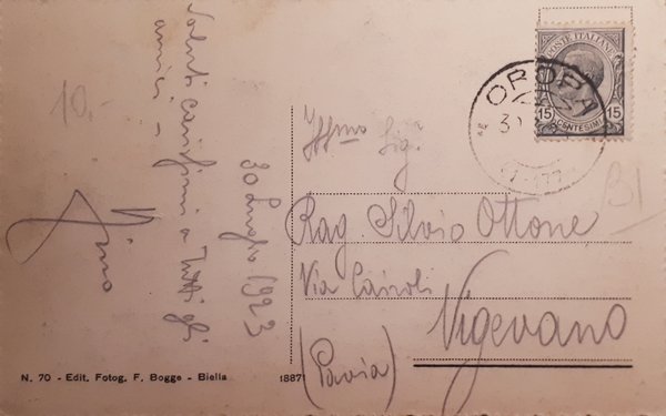 Cartolina - Santuario di Oropa - Rifugio Rosazza - 1923