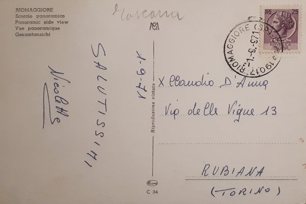 Cartolina - Riomaggiore - Scorcio panoramico - 1971
