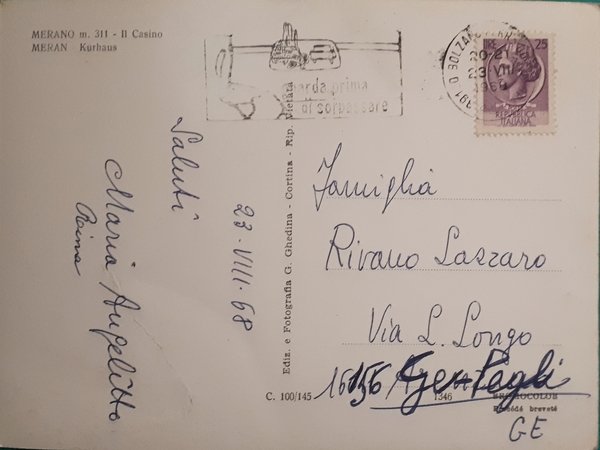 Cartolina - Merano - Il Casino - 1968