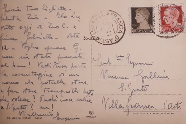 Cartolina - Acqui - Via Ferdinando Micheli - 1941