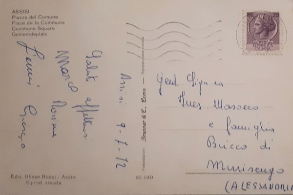 Cartolina - Assisi - Piazza del Comune - 1972