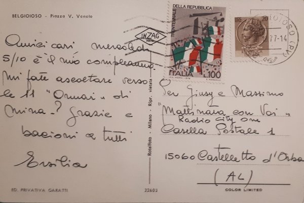 Cartolina - Belgioioso - Piazza V. Veneto - 1977