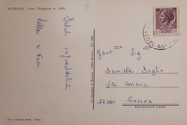 Cartolina - Acceglio - Frazione Chiappera - 1970 ca.
