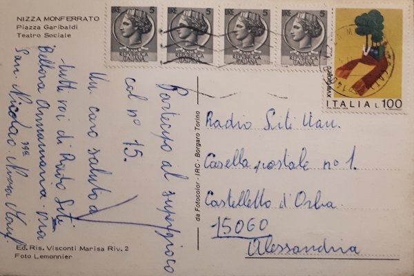 Cartolina - Nizza Monferrato - Piazza Garibaldi - 1960 ca.