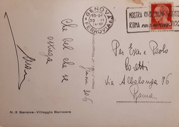 Cartolina - Genova - Villaggio Balneare - 1934