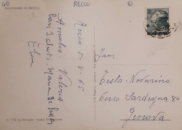 Cartolina - Panorama Recco - 1965
