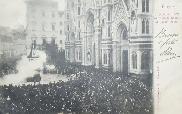 Cartolina - Firenze - Scoppio del Carro in Piazza del …