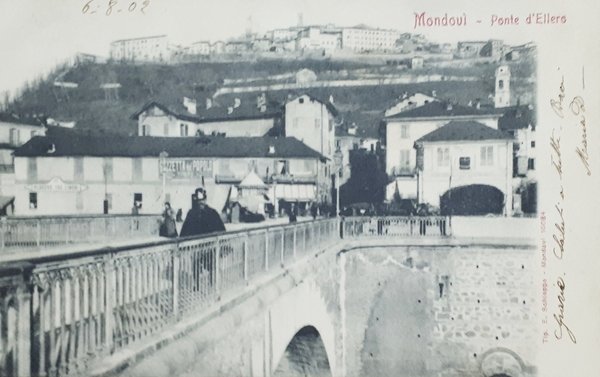 Cartolina - Mondovi - Ponte d'Ellero - 1902