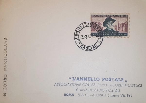 Cartolina - Annullo Postale - Associazione Collezionisti Ricordi Filatelia 1957