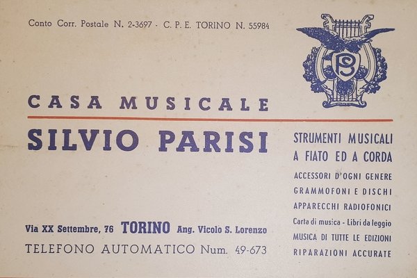 Cartolina - Pubblicitaria - Casa Musicale di Silvio Parisi - …