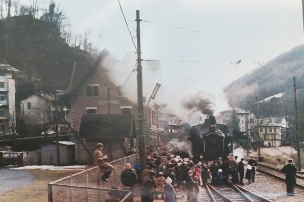 Cartolina - Stazione F. T. C. Pessinetto - Vecchia Vaporiera …
