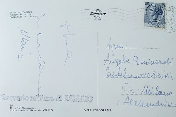 Cartolina - Sacrario di Asiago - 1959