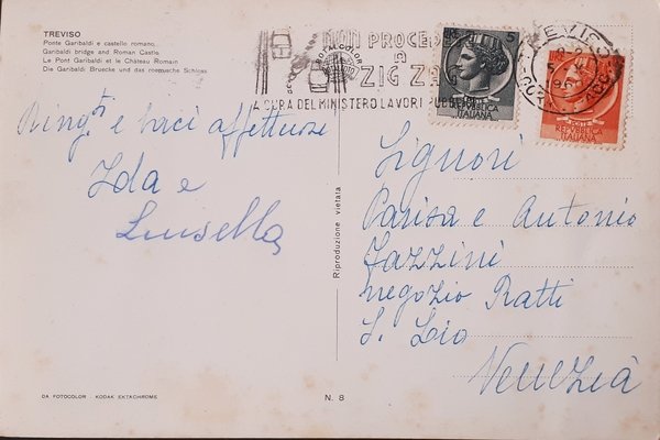 Cartolina - Treviso - Ponte Garibaldi e Castello Romano - …