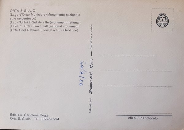 Cartolina - Orta S. Giulio - Lago d'Orta - Municipio …