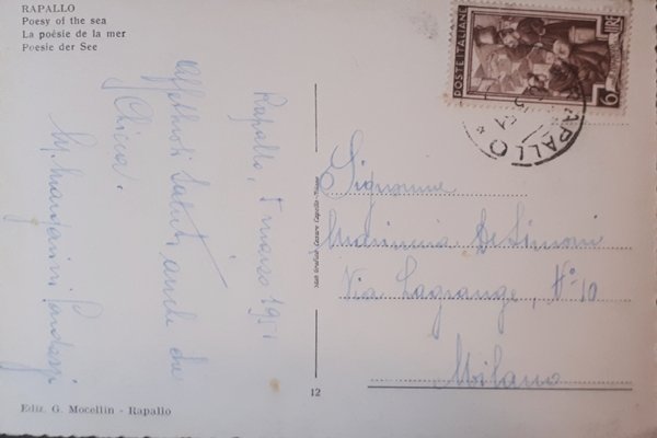 Cartolina - Rapallo - Poesia del Mare - 1951