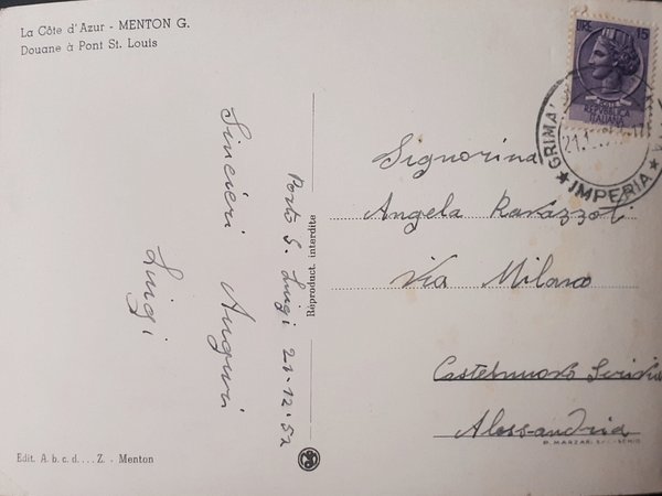 Cartolina - La Côte d'Azur - Menton G. - Douane … | Immagine Gallery 2