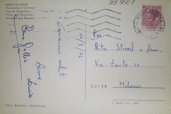 Cartolina - Monfalcone - Panorama e Cantieri - 1974