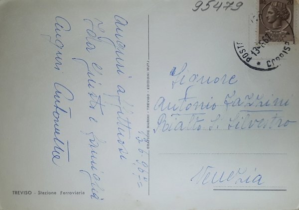 Cartolina - Treviso - Stazione Ferroviaria - 1967