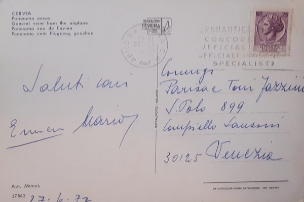 Cartolina - Cervia - Panorama aereo - 1972