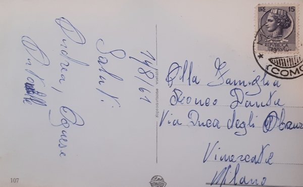 Cartolina - Maggio - Valsassina - 1961