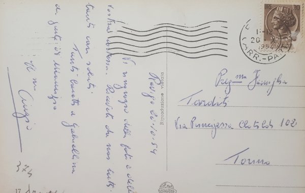 Cartolina - Rovigo - Monumento a Garibaldi - 1954