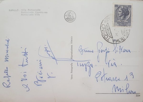 Cartolina - Rapallo - Villa Porticciolo - 1966