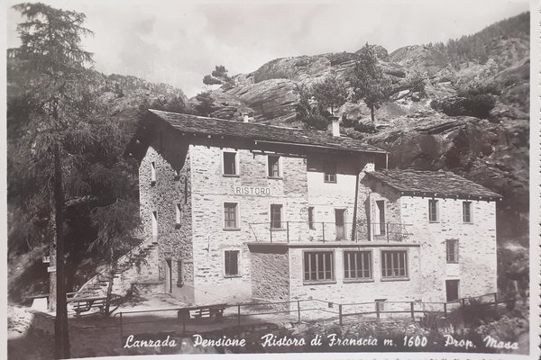 Cartolina - Lanzada - Pensione Ristora di Franscia - 1953