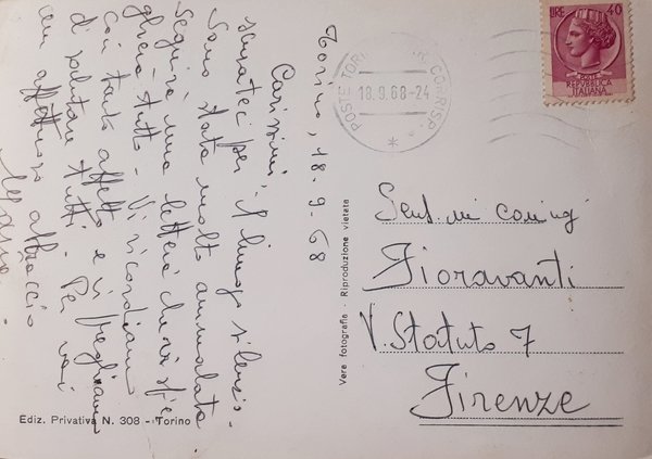 Cartolina - Torino - Piazza Montanari - 1968