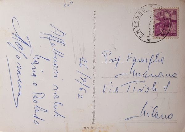 Cartolina - Selvino - Stazione Climatica - 1962