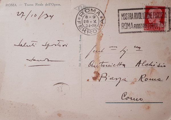 Cartolina - Roma - Teatro Reale dell'Opera - 1934