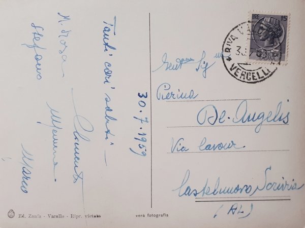 Cartolina - In Valsesia - Riva Valdobbia - 1959