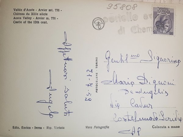 Cartolina - Valle d'Aosta - Arvier - Castello del XIII …