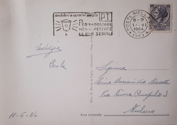 Cartolina - Biella Piazzo - Interno dell'antico castello - 1964